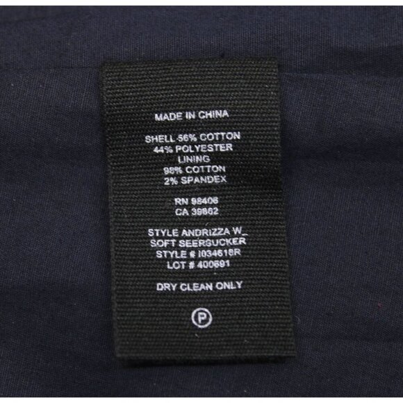 Theory Andrizza Twisted Back Navy Soft Stretch Seersucker Sheath Dress Sz 0 NEW - Picture 9 of 11